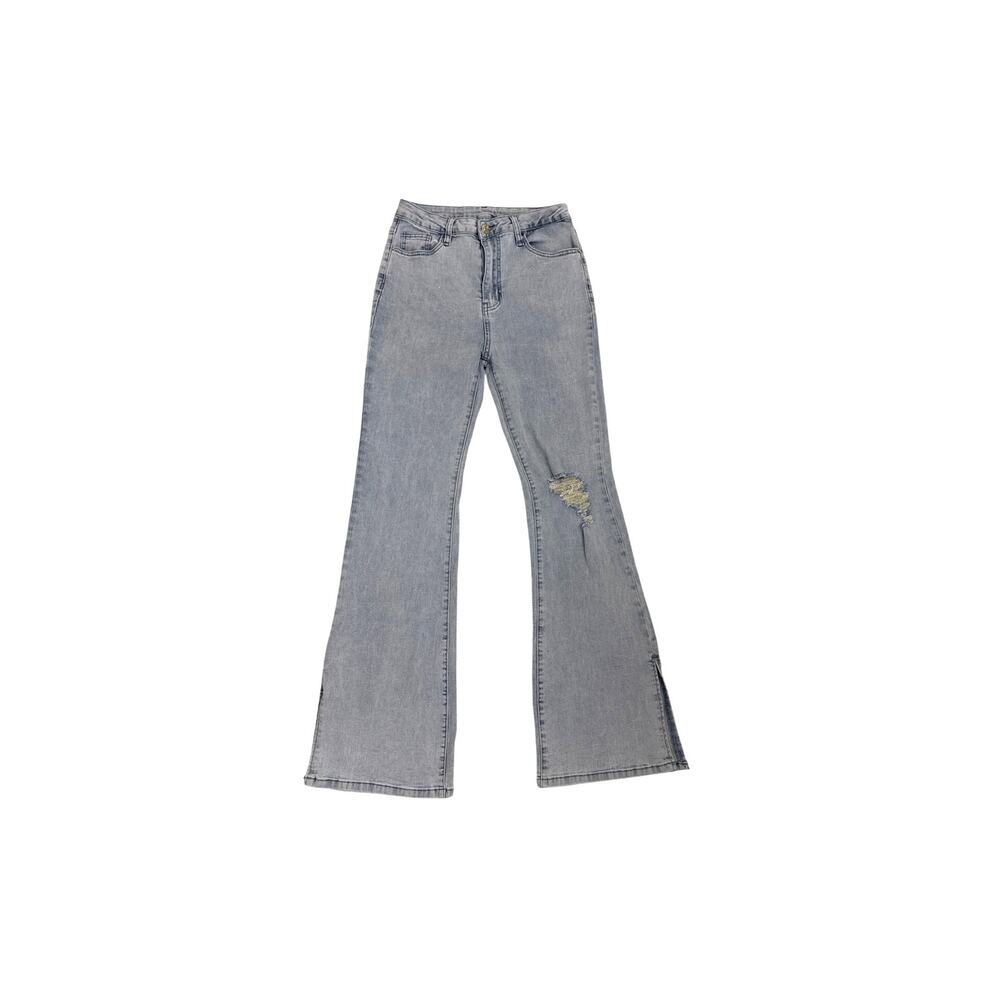 SHEIN Y2K Retro Hippie Light Wash Flare Split Bottom Jeans Size Women's 6